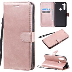 Retro Greek Classic Smooth PU Leather Wallet Phone Case for Motorola Moto G8 Power - Rose Gold