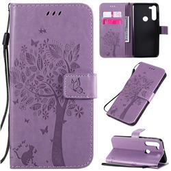 Embossing Butterfly Tree Leather Wallet Case for Motorola Moto G8 Power - Violet