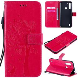 Embossing Butterfly Tree Leather Wallet Case for Motorola Moto G8 Power Lite - Rose