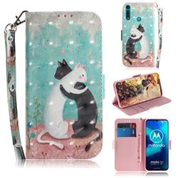Black and White Cat 3D Painted Leather Wallet Phone Case for Motorola Moto G8 Power Lite