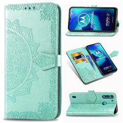 Embossing Imprint Mandala Flower Leather Wallet Case for Motorola Moto G8 Power Lite - Green