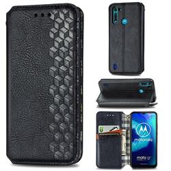 Ultra Slim Fashion Business Card Magnetic Automatic Suction Leather Flip Cover for Motorola Moto G8 Power Lite - Black