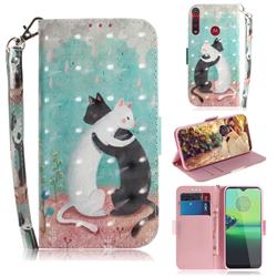 Black and White Cat 3D Painted Leather Wallet Phone Case for Motorola Moto G8 Play