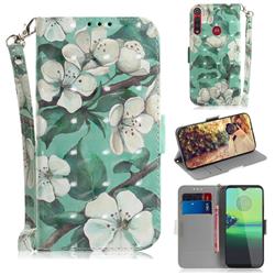 Watercolor Flower 3D Painted Leather Wallet Phone Case for Motorola Moto G8 Play