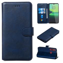Retro Calf Matte Leather Wallet Phone Case for Motorola Moto G8 Play - Blue