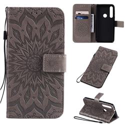 Embossing Sunflower Leather Wallet Case for Motorola Moto G8 Play - Gray