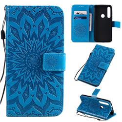 Embossing Sunflower Leather Wallet Case for Motorola Moto G8 Play - Blue