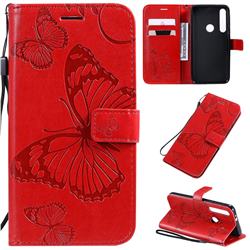 Embossing 3D Butterfly Leather Wallet Case for Motorola Moto G8 Play - Red