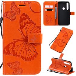 Embossing 3D Butterfly Leather Wallet Case for Motorola Moto G8 Play - Orange