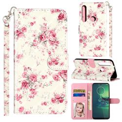 Rambler Rose Flower 3D Leather Phone Holster Wallet Case for Motorola Moto G8 Play