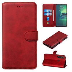 Retro Calf Matte Leather Wallet Phone Case for Motorola Moto G8 Plus - Red