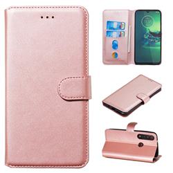 Retro Calf Matte Leather Wallet Phone Case for Motorola Moto G8 Plus - Pink