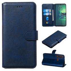 Retro Calf Matte Leather Wallet Phone Case for Motorola Moto G8 Plus - Blue