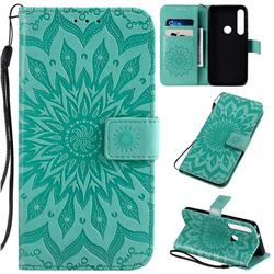Embossing Sunflower Leather Wallet Case for Motorola Moto G8 Plus - Green
