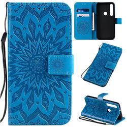 Embossing Sunflower Leather Wallet Case for Motorola Moto G8 Plus - Blue
