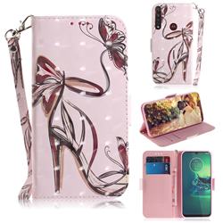 Butterfly High Heels 3D Painted Leather Wallet Phone Case for Motorola Moto G8 Plus