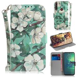 Watercolor Flower 3D Painted Leather Wallet Phone Case for Motorola Moto G8 Plus