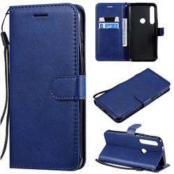 Retro Greek Classic Smooth PU Leather Wallet Phone Case for Motorola Moto G8 Plus - Blue