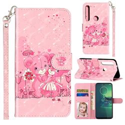 Pink Bear 3D Leather Phone Holster Wallet Case for Motorola Moto G8 Plus