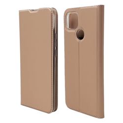 Ultra Slim Card Magnetic Automatic Suction Leather Wallet Case for Motorola Moto G9 Power - Rose Gold