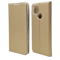 Ultra Slim Card Magnetic Automatic Suction Leather Wallet Case for Motorola Moto G9 Power - Champagne