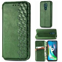 Ultra Slim Fashion Business Card Magnetic Automatic Suction Leather Flip Cover for Motorola Moto G9 Play - Green