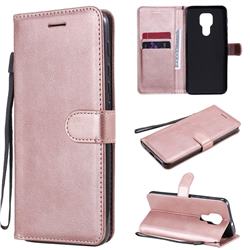 Retro Greek Classic Smooth PU Leather Wallet Phone Case for Motorola Moto G9 Play - Rose Gold