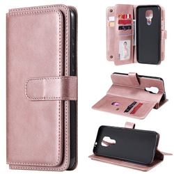 Multi-function Ten Card Slots and Photo Frame PU Leather Wallet Phone Case Cover for Motorola Moto G9 Play - Rose Gold