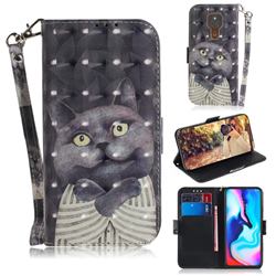 Cat Embrace 3D Painted Leather Wallet Phone Case for Motorola Moto G9 Play