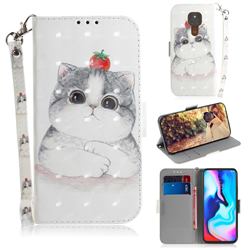 Cute Tomato Cat 3D Painted Leather Wallet Phone Case for Motorola Moto G9 Play