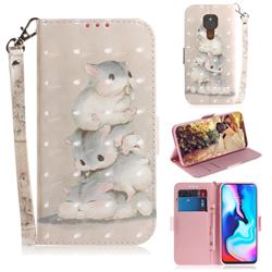 Three Squirrels 3D Painted Leather Wallet Phone Case for Motorola Moto G9 Play