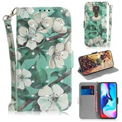 Watercolor Flower 3D Painted Leather Wallet Phone Case for Motorola Moto G9 Play