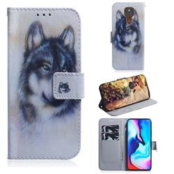 Snow Wolf PU Leather Wallet Case for Motorola Moto G9 Play