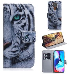White Tiger PU Leather Wallet Case for Motorola Moto G9 Play