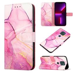 Pink Purple Marble Leather Wallet Protective Case for Motorola Moto G9 Play