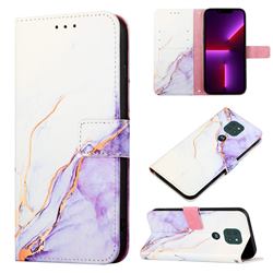 Purple White Marble Leather Wallet Protective Case for Motorola Moto G9 Play