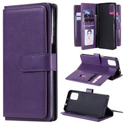 Multi-function Ten Card Slots and Photo Frame PU Leather Wallet Phone Case Cover for Motorola Moto G9 Plus - Violet