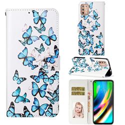 Blue Vivid Butterflies PU Leather Wallet Case for Motorola Moto G9 Plus