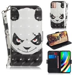 Angry Bear 3D Painted Leather Wallet Phone Case for Motorola Moto G9 Plus