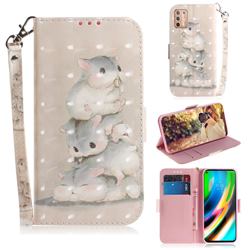 Three Squirrels 3D Painted Leather Wallet Phone Case for Motorola Moto G9 Plus