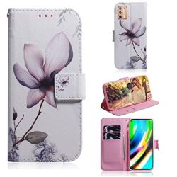 Magnolia Flower PU Leather Wallet Case for Motorola Moto G9 Plus
