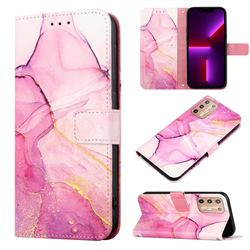 Pink Purple Marble Leather Wallet Protective Case for Motorola Moto G9 Plus