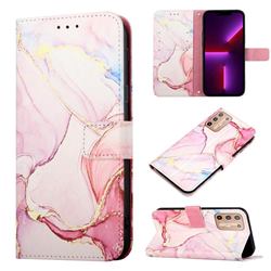 Rose Gold Marble Leather Wallet Protective Case for Motorola Moto G9 Plus