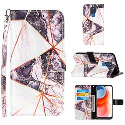 Black and White Stitching Color Marble Leather Wallet Case for Motorola Moto G Play(2021)