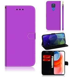 Shining Mirror Like Surface Leather Wallet Case for Motorola Moto G Play(2021) - Purple