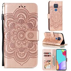 Intricate Embossing Datura Solar Leather Wallet Case for Motorola Moto G Play(2021) - Rose Gold
