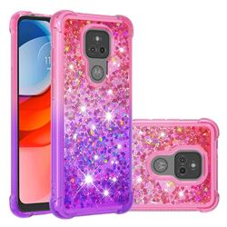 Rainbow Gradient Liquid Glitter Quicksand Sequins Phone Case for Motorola Moto G Play(2021) - Pink Purple