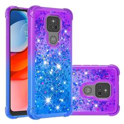 Rainbow Gradient Liquid Glitter Quicksand Sequins Phone Case for Motorola Moto G Play(2021) - Purple Blue