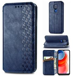 Ultra Slim Fashion Business Card Magnetic Automatic Suction Leather Flip Cover for Motorola Moto G Play(2021) - Dark Blue