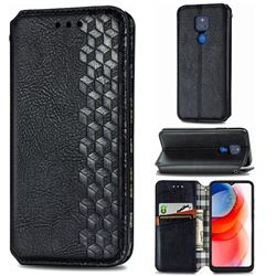 Ultra Slim Fashion Business Card Magnetic Automatic Suction Leather Flip Cover for Motorola Moto G Play(2021) - Black